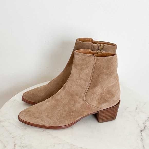 NEW Rag & Bone Rover Zip Mid Heel Booties Camel Suede Size 8 US 38 EU - Picture 4 of 7